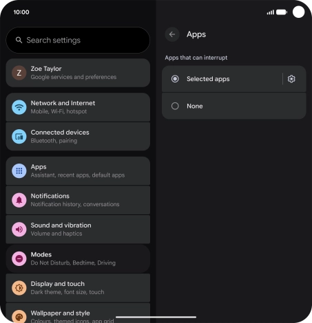 Press the settings icon.