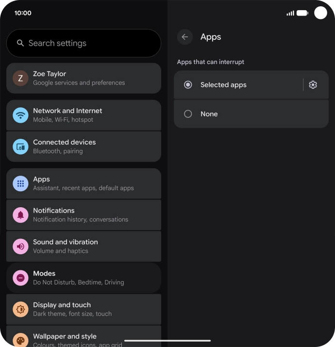 Press the settings icon.