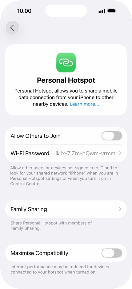 Press Wi-Fi Password and key in the required password.