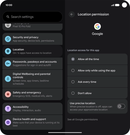 Press the required setting. Press the required setting.