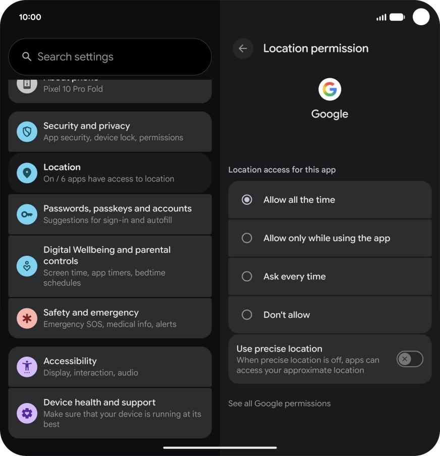 Press the required setting. Press the required setting.