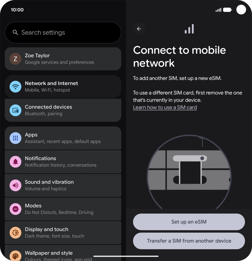 Press Set up an eSIM.