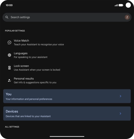 Press Voice Match and follow the instructions on the screen to turn automatic activation of Google Assistant on or off.