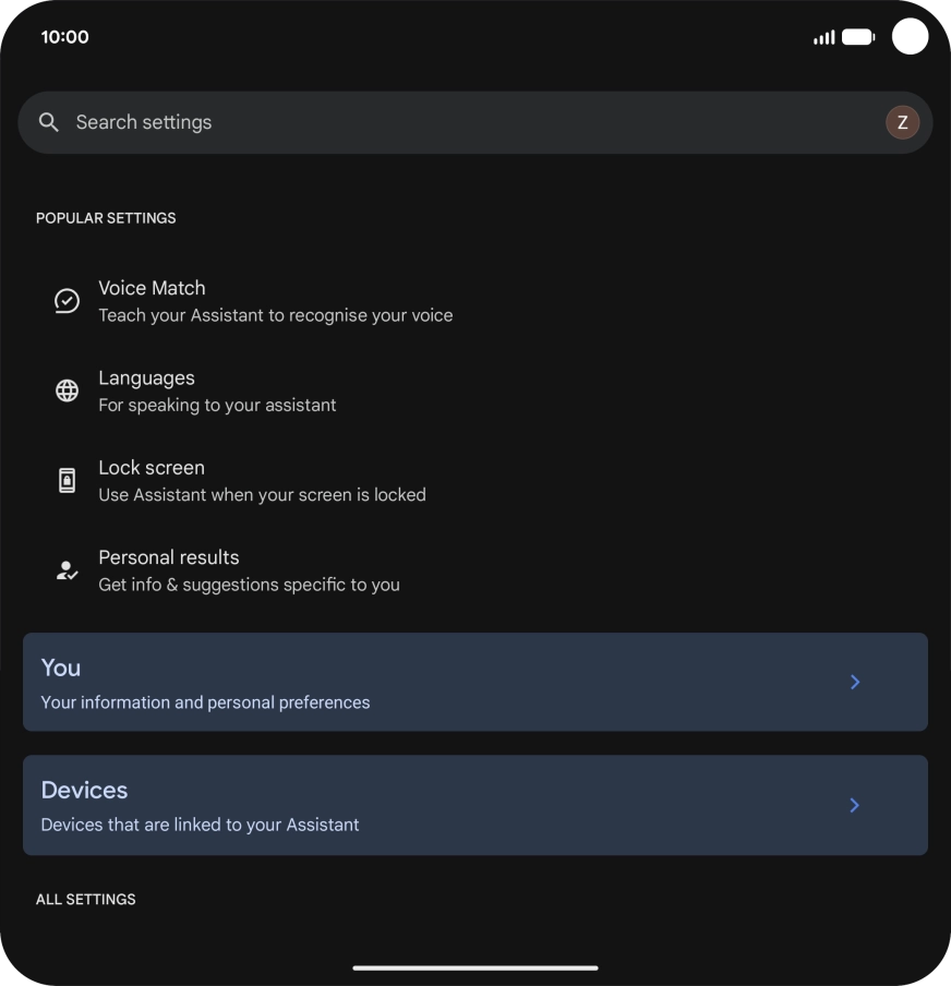Press Voice Match and follow the instructions on the screen to turn automatic activation of Google Assistant on or off.