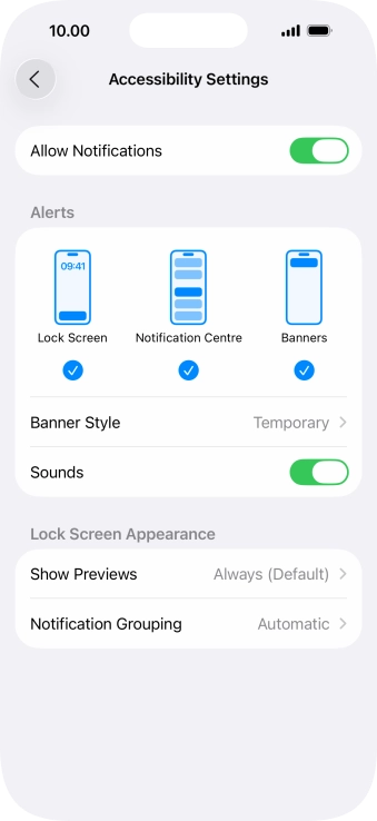 Press the indicator next to 