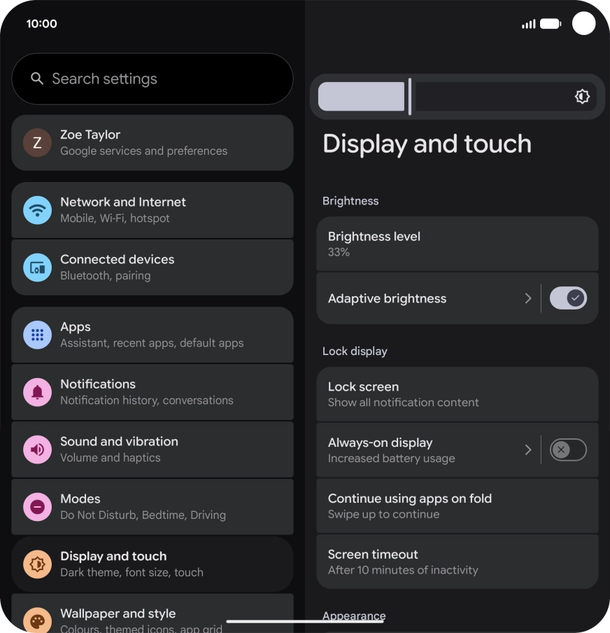 Drag the indicator right or left to set the brightness manually.