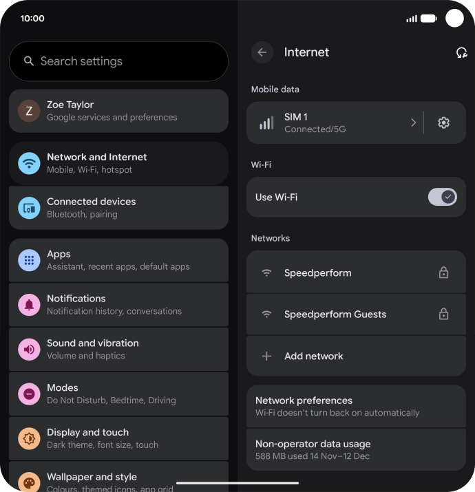 Press the required Wi-Fi network.