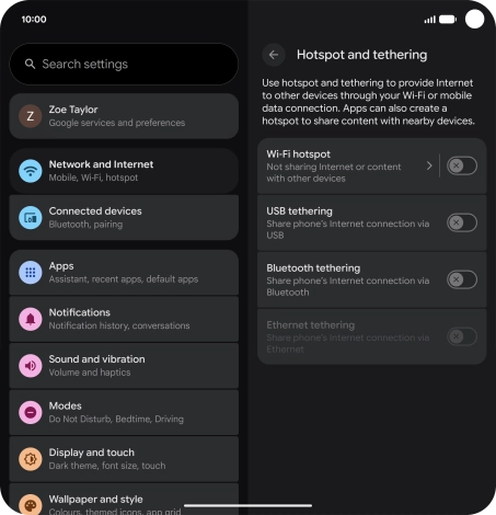 Press Wi-Fi hotspot.