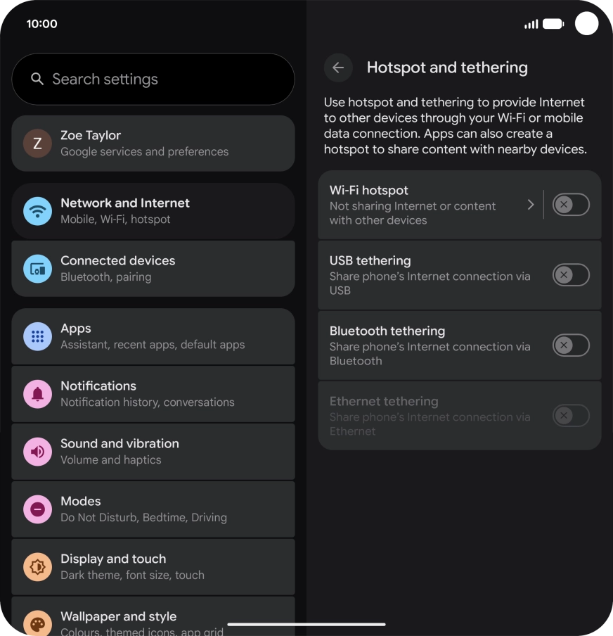 Press Wi-Fi hotspot.
