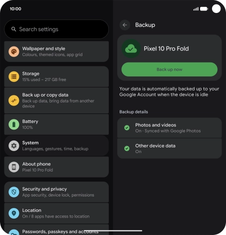 Press Other device data.