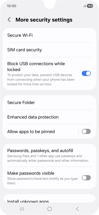 Press SIM card security.