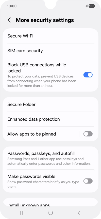 Press SIM card security.