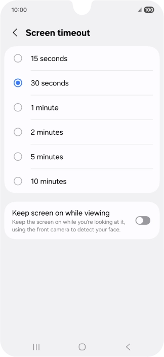 Press the required setting.