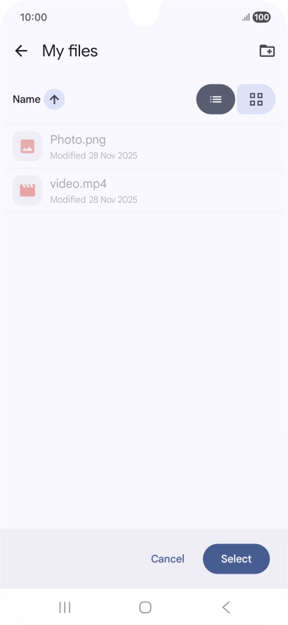 To create a new folder, press the new folder icon and follow the instructions on the screen to create a new folder.