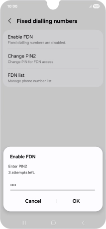 Key in your PIN2 and press OK. The default PIN2 is 1111.