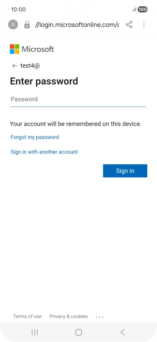 Press Password and key in the password for your email account.