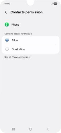 Press the required setting.