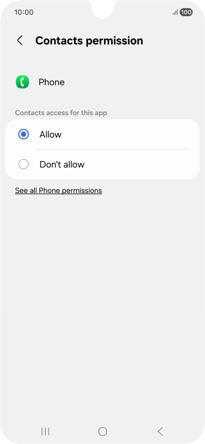 Press the required setting.