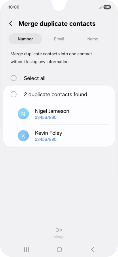 Press the field next to the required number.