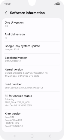 Your phone's software version is displayed below Android version.