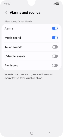 Press the required settings to turn sound and vibration for the selected functions on or off.