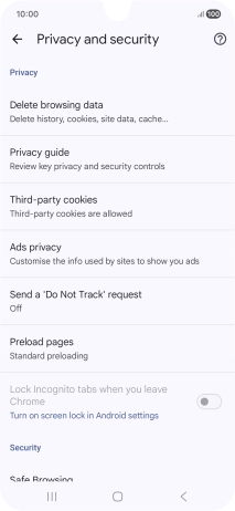 Press Delete browsing data.