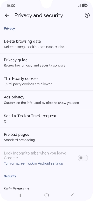 Press Delete browsing data.