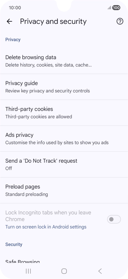Press Delete browsing data.