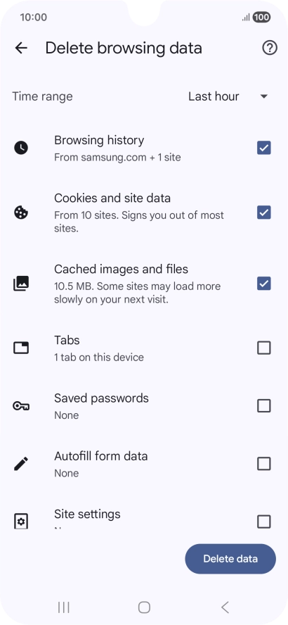 Press the fields next to the required data types.