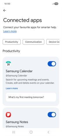 Press the indicator next to the required extension to turn on the function.