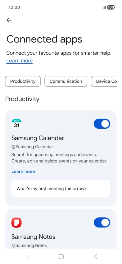 Press the indicator next to the required extension to turn on the function.