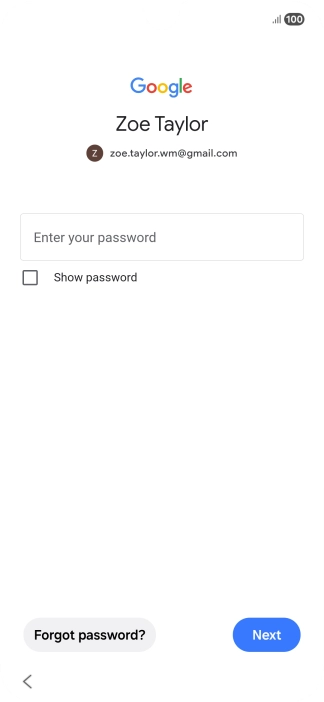 Press Enter your password and key in the password for your Google account.