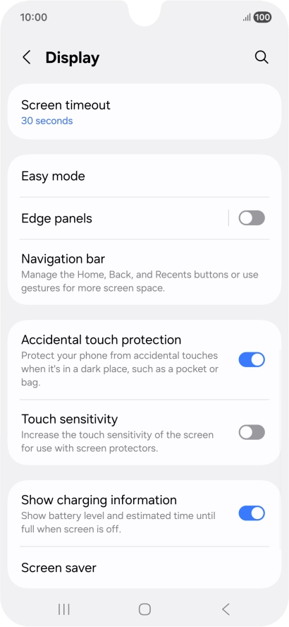 Press Screen timeout.