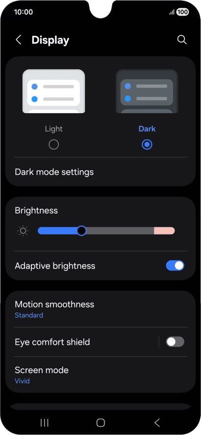 Press Dark mode settings.