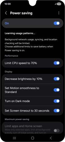 Press the indicators next to the required settings.