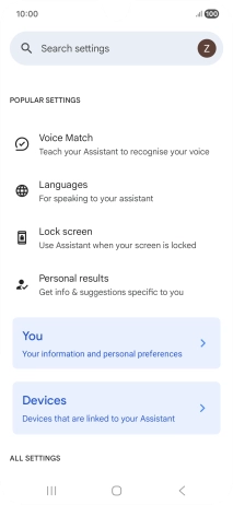 Press Voice Match and follow the instructions on the screen to turn automatic activation of Google Assistant on or off.