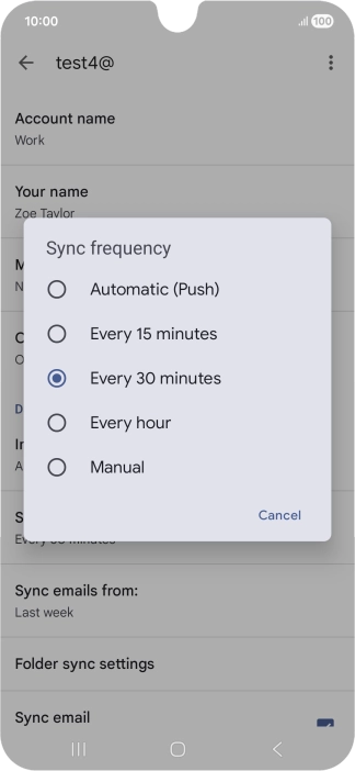 Press the required setting.