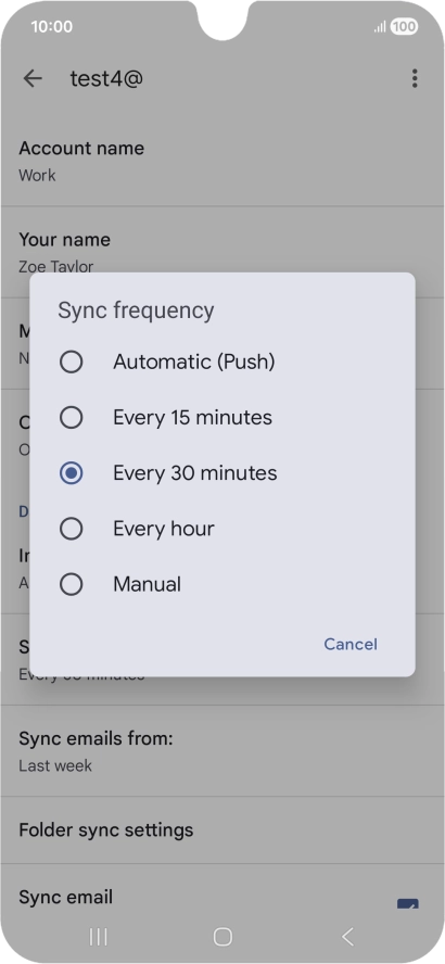 Press the required setting.