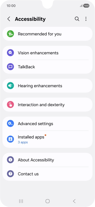 Press Vision enhancements and follow the instructions on the screen to select the required settings.