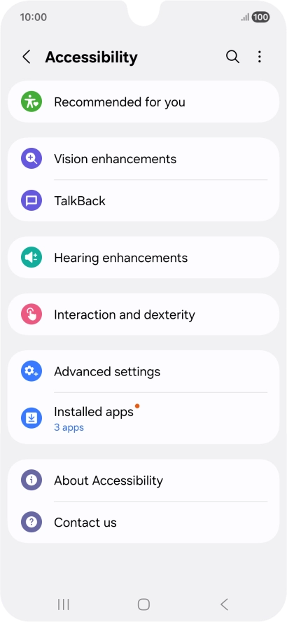 Press Vision enhancements and follow the instructions on the screen to select the required settings.