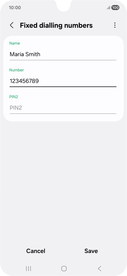 Press PIN2 and key in your PIN2. The default PIN2 is 1111.