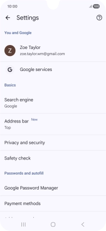 Press Privacy and security.