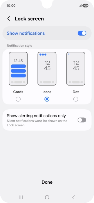 Press the required settings to turn them on or off.