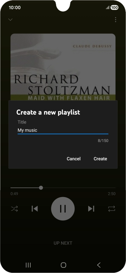 Key in a name for the playlist and press Create.