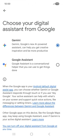 Press the required voice control assistant.