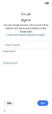 Press Email or phone and key in the username for your Google account.