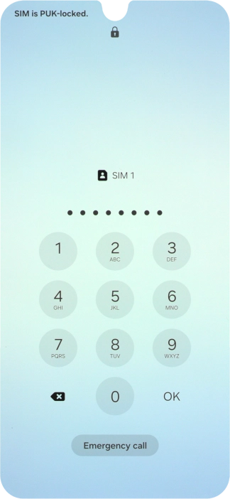 Key in the PUK and press OK.