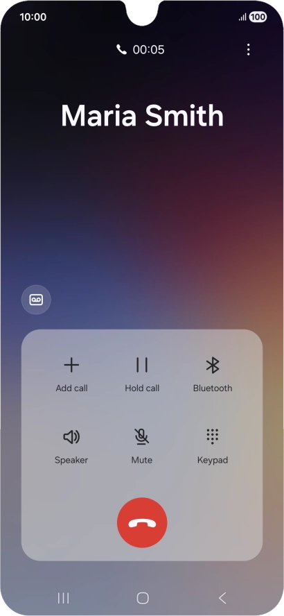 Press the end call icon.