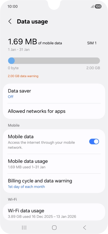 The total data usage is displayed.