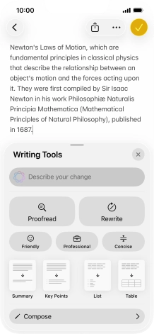 Press Describe your change and write in your own words how you would like the text to be rewritten. Follow the instructions on the screen to use the function. Press Describe your change and write in your own words how you would like the text to be rewritten. Follow the instructions on the screen to use the function.